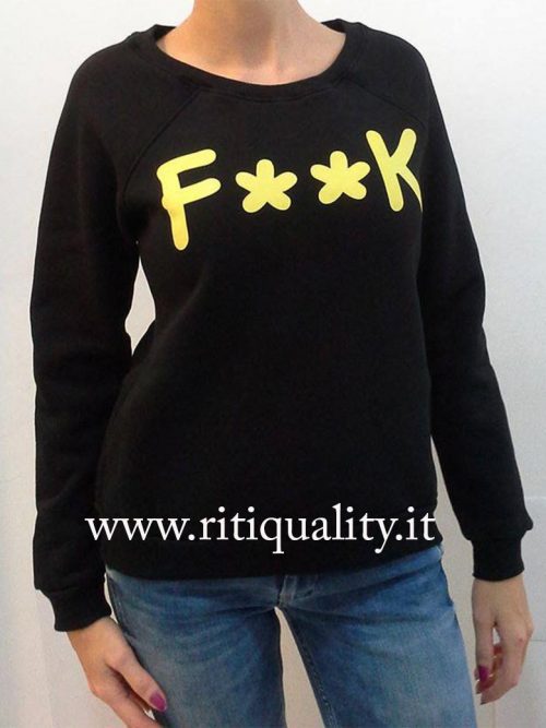 Effek Felpa donna nero con logo giallo FKD005