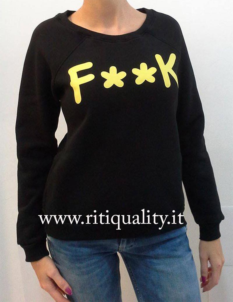 Effek Felpa donna nero con logo giallo FKD005