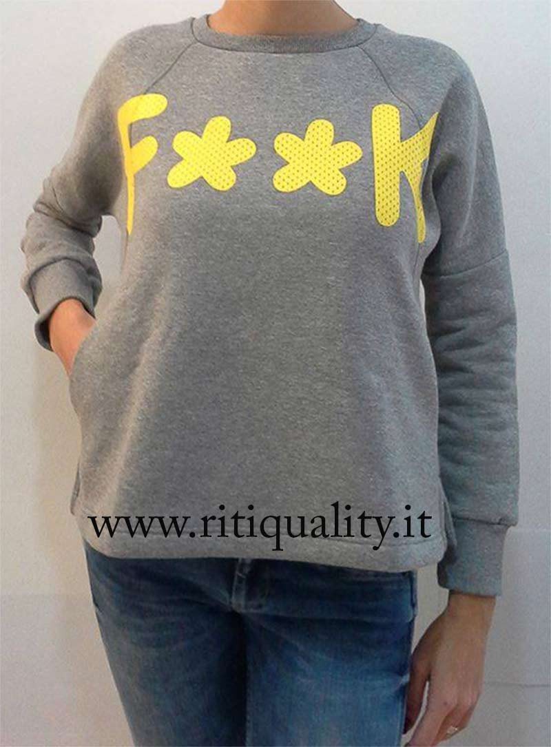 Effek Felpa donna grigio con logo giallo FKD031