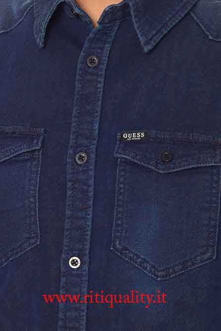 Guess Uomo Camicia di jeans felpata M74H02D2701