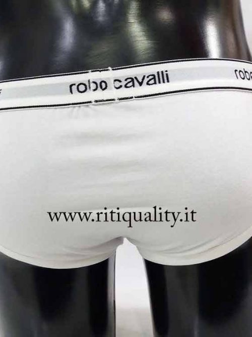 Roberto Cavalli Slip Classico bianco con bordo bianco e nero