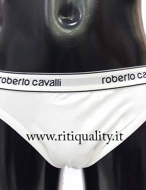 Roberto Cavalli Slip Classico bianco con bordo bianco e nero