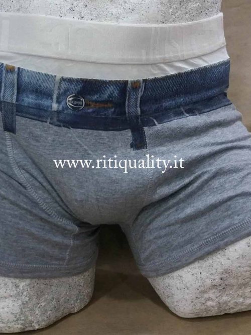Cavalli Boxer articolo B551 grigio con doppio bordo e dettaglio in jeans