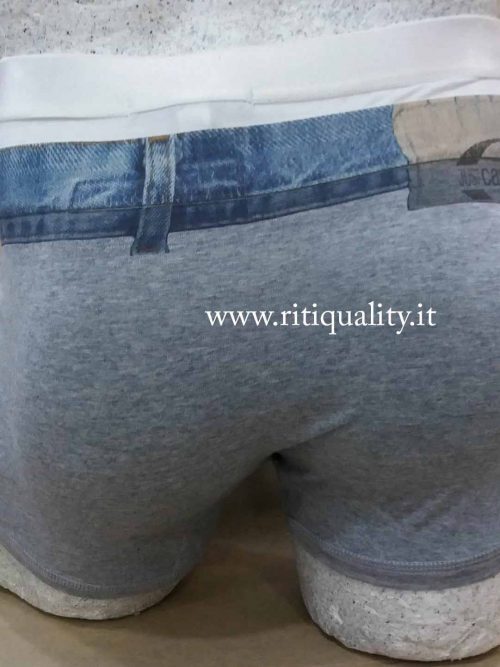 Cavalli Boxer articolo B551 grigio con doppio bordo e dettaglio in jeans