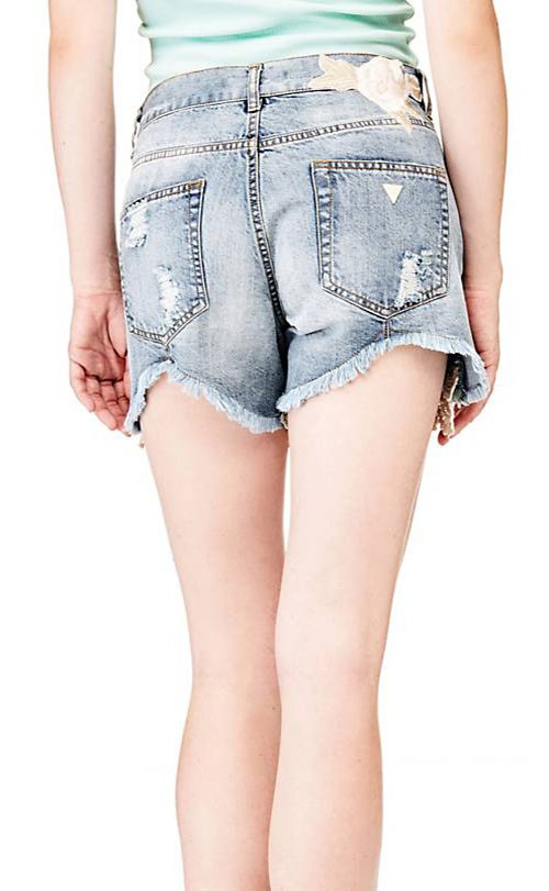 Guess Short jeans donna applicazioni macramè W82D44D34D0