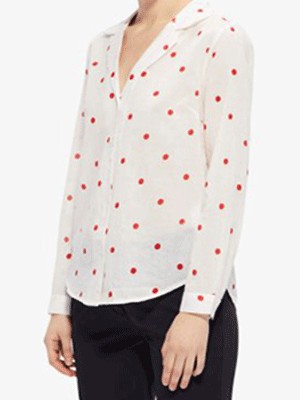 Camicia Donna Marca Ichi bianca con fantasia floreale rossa