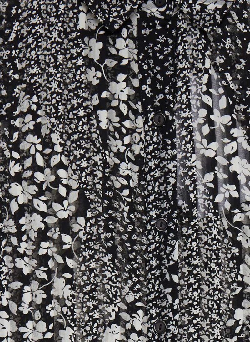 Blousa Ichi a fiorellini rigata bianco/nero art. 20111818