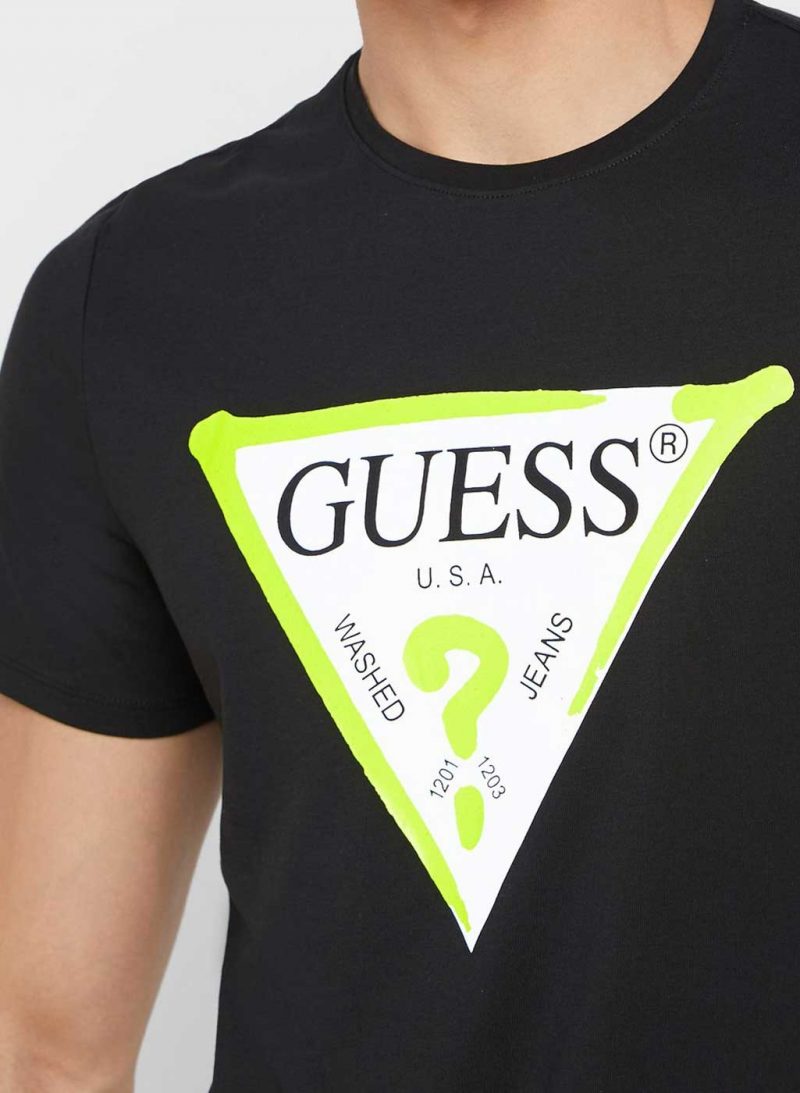 T-Shirt Uomo con Logo Gommato Fluorescente Guess Art. M01I55J1300