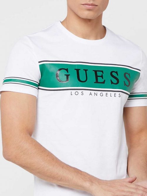 Guess T-Shirt Uomo con fascia e logo centrali in gomma Art. M01I84K8HM0