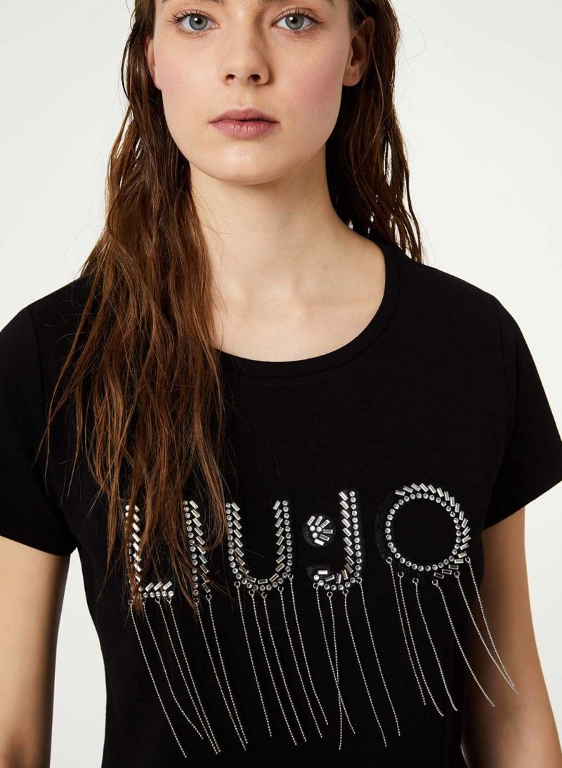 Liu- Jo T-Shirt Donna Logo strass e catinelle Art. TA0109 J5003
