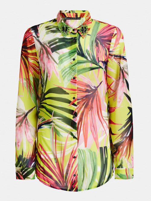 Blusa Guess Tropical colletto ricamato Art. W0GH0FW70Q0