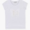 Losan T-shirt Donna Modello Righe con Farfalla in Paillettes 012-1012AL