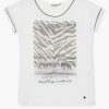 T-shirt Donna Losan Manica Corta Stampa Animali e Borchie Nere 012-1028AL