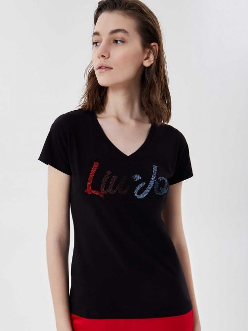 T-shirt donna Liu Jo con logo scollo a v art.TA1155J5003