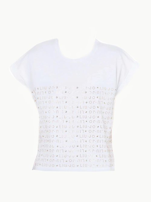 Liu Jo T-Shirt in fibre naturali vestibilità comoda, ha maniche corte con risvolto, renderà il tuo stile unico.