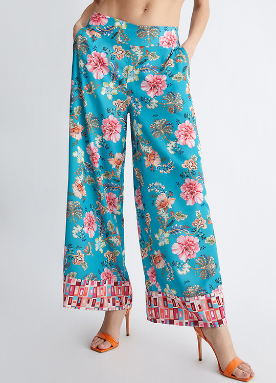 Liu Jo Pantaloni floreali con dettagli geometrici in morbida viscosa ottimi come eleganti copri costume.