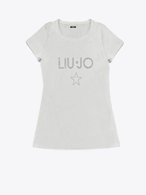 Liu Jo T-shirt rende il tuo guardaroba unico, con il suo logo in mini borchie con una grande stella centrale.