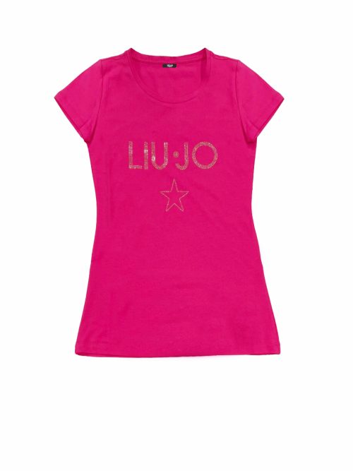 Liu Jo T-shirt rende il tuo guardaroba unico, con il suo logo in mini borchie con una grande stella centrale.